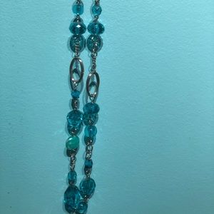 Turquoise Bead And Silver Toned Necklace